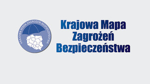 Logo Krajowej Mapy Zagrożeń Bezpieczeństwa - mapa i napis