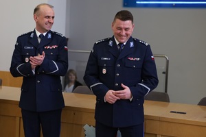 Kadra kierownicza wielkopolskiej Policji podczas uroczystego spotkania wielkanocnego w dniu 26 marca 2024 roku