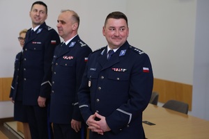 Kadra kierownicza wielkopolskiej Policji podczas uroczystego spotkania wielkanocnego w dniu 26 marca 2024 roku