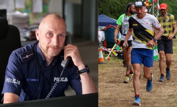 Leszczyński policjant, który był jako pierwszy na mecie po przebiegnięciu 590km w Mistrzostwach Europy w Anglii