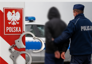 policjant z zatrzymanym