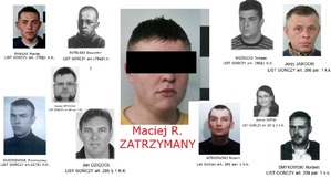 wizerunek zatrzymanego mężczyzny oraz innych poszukiwanych osób