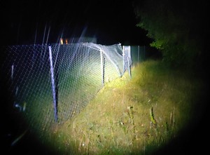 samochód, który uderzył w płot; zniszczony płot