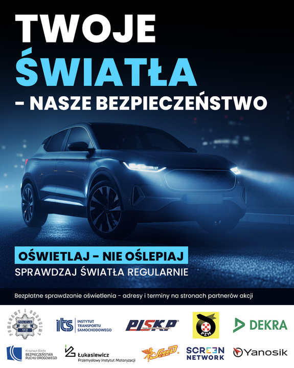 plakat Twoje Światła - Nasze Bezpieczeństwo (grafika samochód)