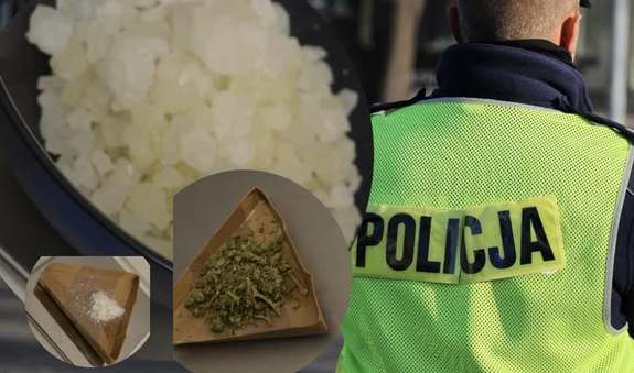 policjant; w tle narkotyki