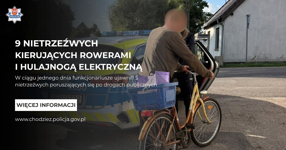 Nietrzeźwi rowerzyści i kierowca hulajnogi w powiecie chodzieskim